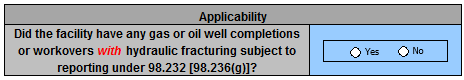 Image of applicability table for 2016-2023 Oil and Gas Well Completions and Workovers with Hydraulic Fracturing